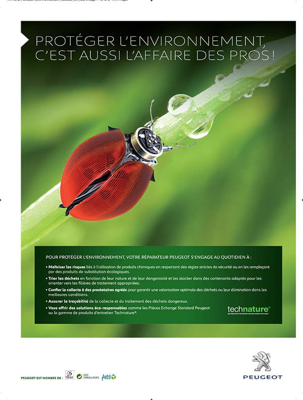 Affiche publicitaire environnement Peugeot